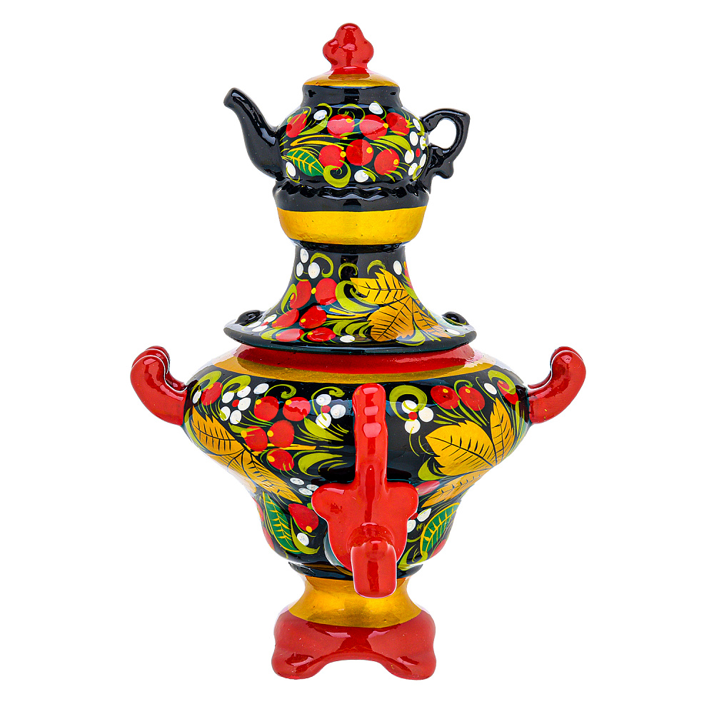 Сувенирный самовар-шкатулка «Рябина». Хохлома - интернет магазин Русь Велика я 