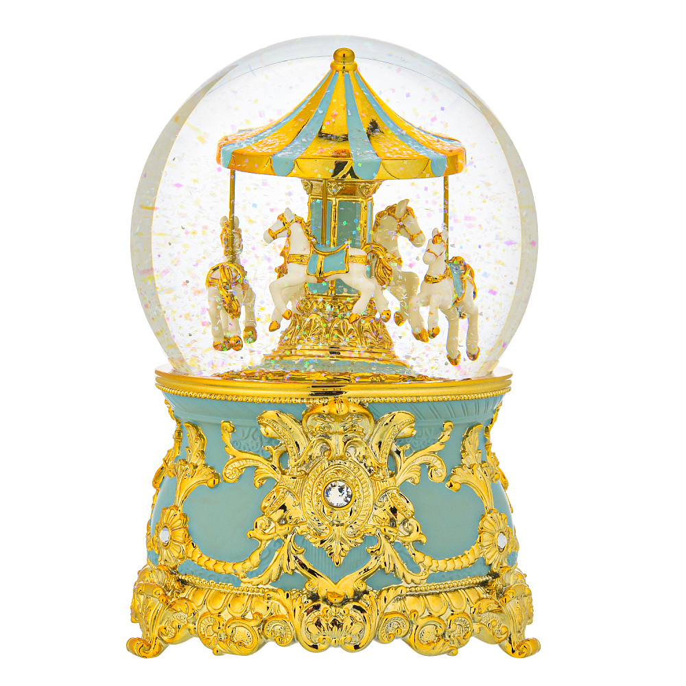 Стеклянный шар со снегом «Бирюзовая карусель» - интернет магазин Русь Велика я 