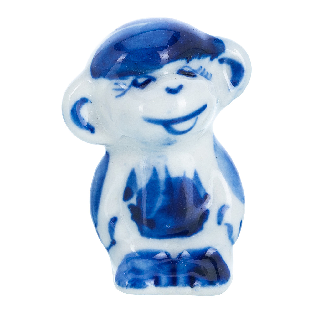 Статуэтка «Обезьяна». Гжель - интернет магазин Русь Велика я 