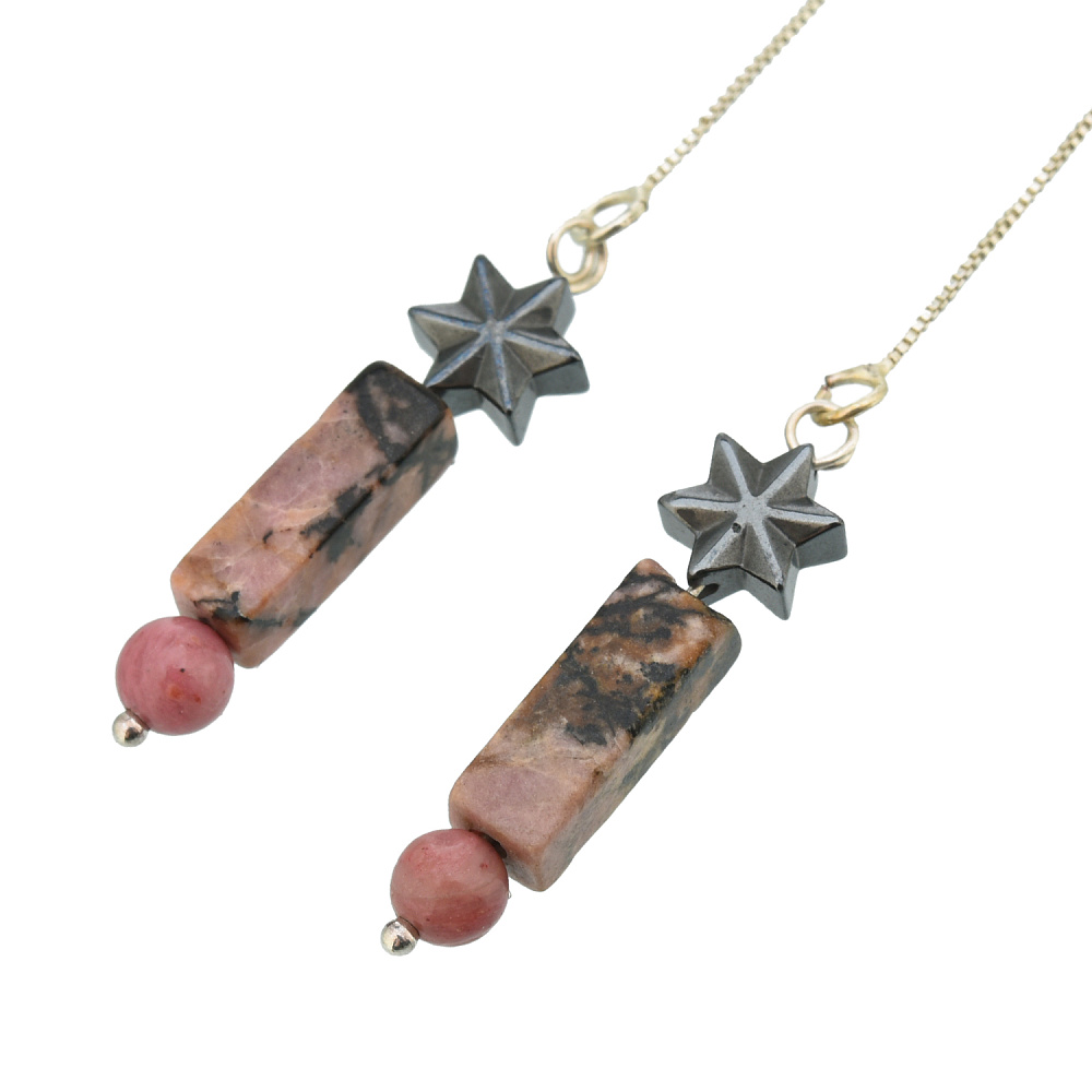 Серьги «Равновесие». Родонит - интернет магазин Русь Велика я 