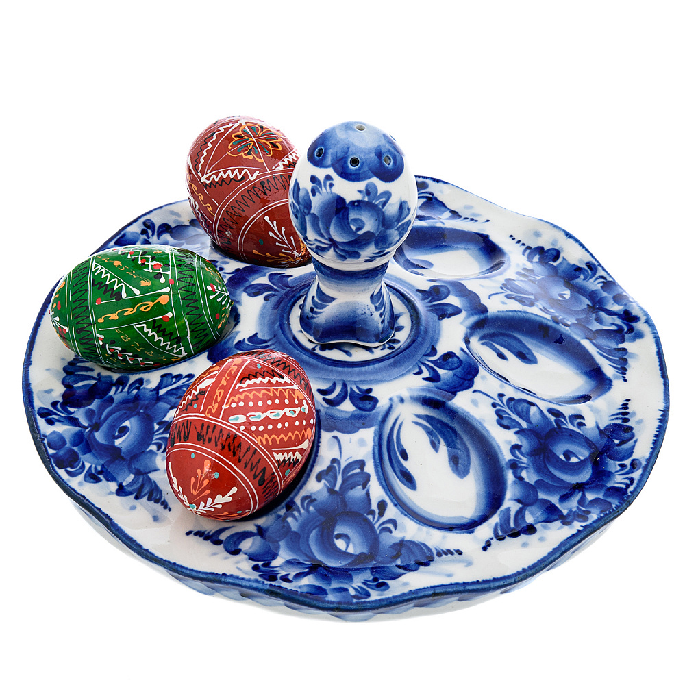 Пасхальница на 6 яиц с солонкой. Гжель - интернет магазин Русь Велика я фото 4