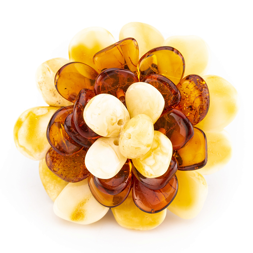 Брошь янтарная «Хризантема» - интернет магазин Русь Велика я фото 2