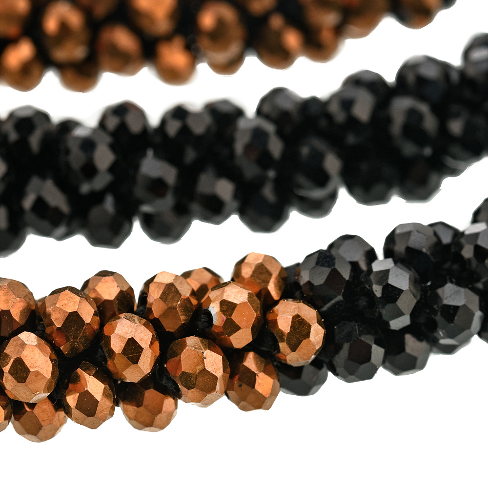 Шейное украшение из горного хрусталя «Жгут». Черно-коричневый - интернет магазин Русь Велика я фото 2