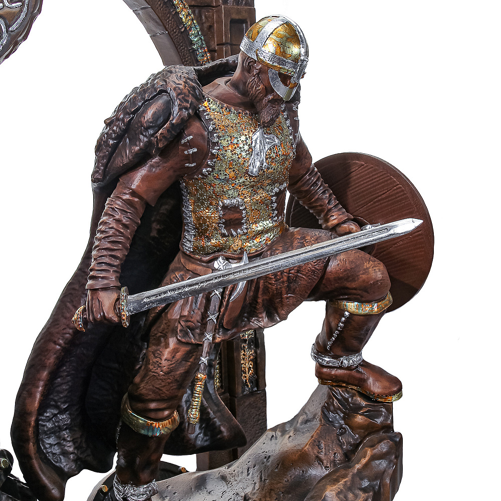 Деревянные резные часы «Время Викингов». Высота 134 см - интернет магазин Русь Велика я фото 6