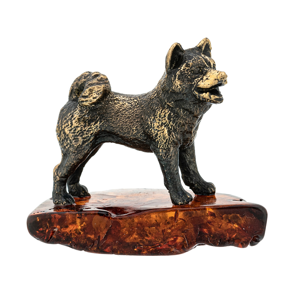 Статуэтка с янтарем «Собака хаски» - интернет магазин Русь Велика я 