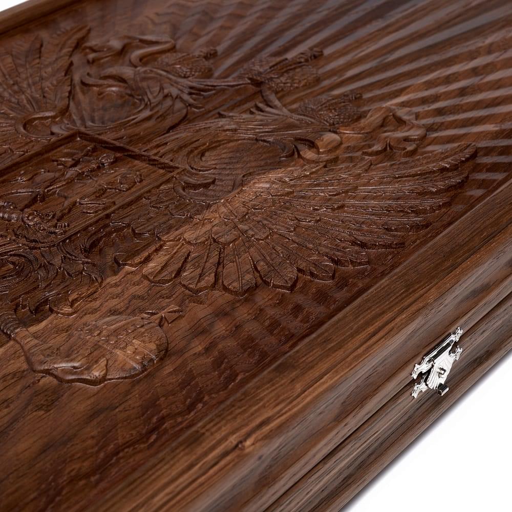 0053567 Нарды «Герб РОССИИ» из массива черного дуба 58*63см 76-54 - интернет магазин Русь Велика я фото 4