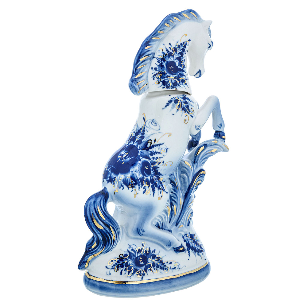 Штоф «Конь». Гжель в золоте - интернет магазин Русь Велика я фото 2