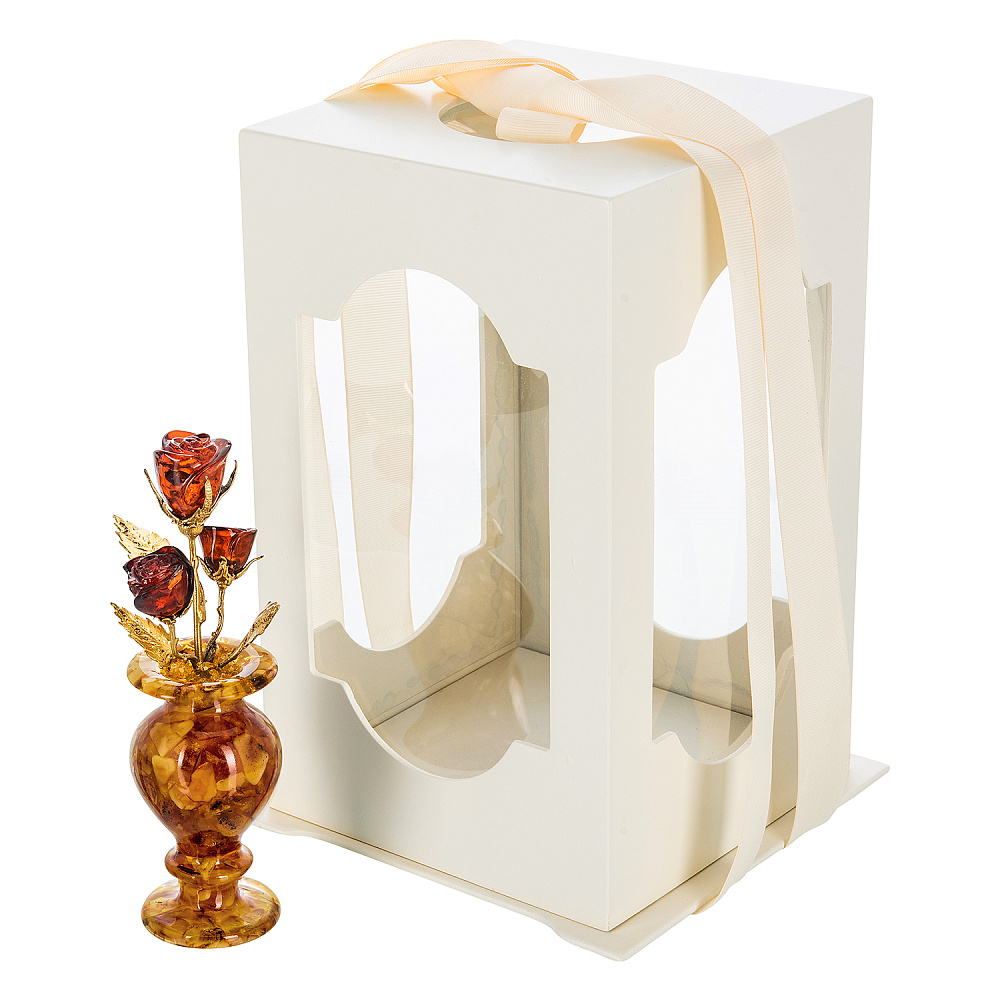 Янтарная композиция «Цветочная ваза. Три бутона» - интернет магазин Русь Велика я фото 8