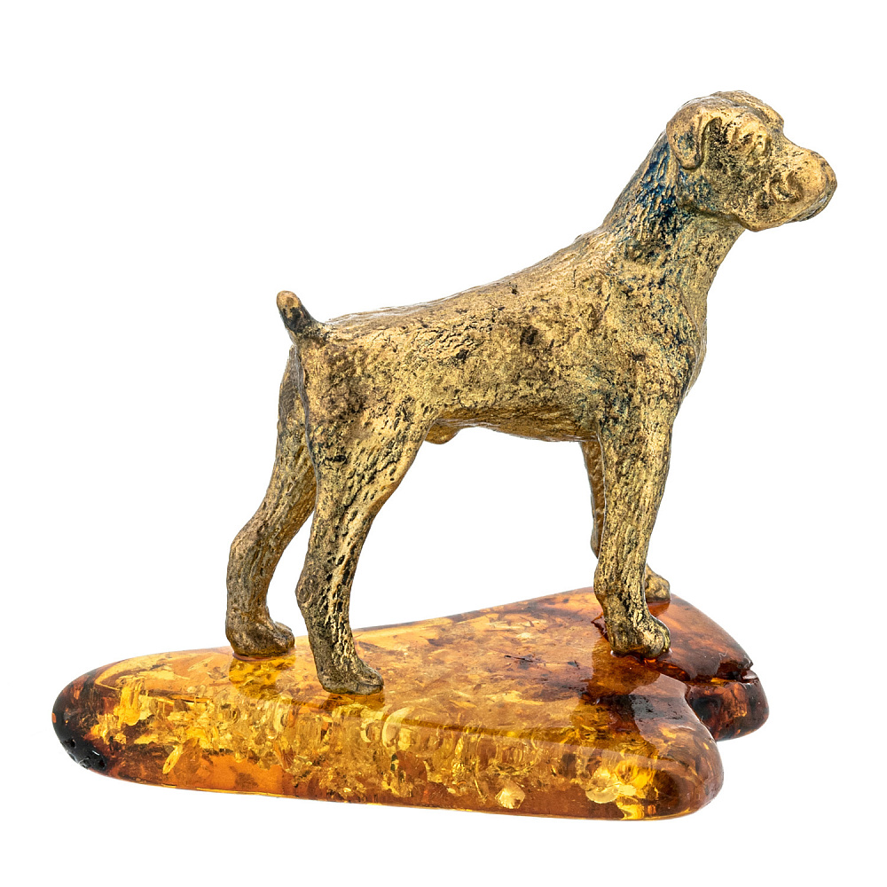 Статуэтка с янтарем «Собака боксер» - интернет магазин Русь Велика я фото 2