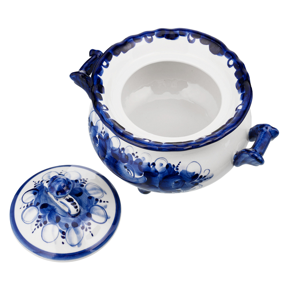 Сахарница фарфоровая с росписью. Гжель - интернет магазин Русь Велика я фото 1