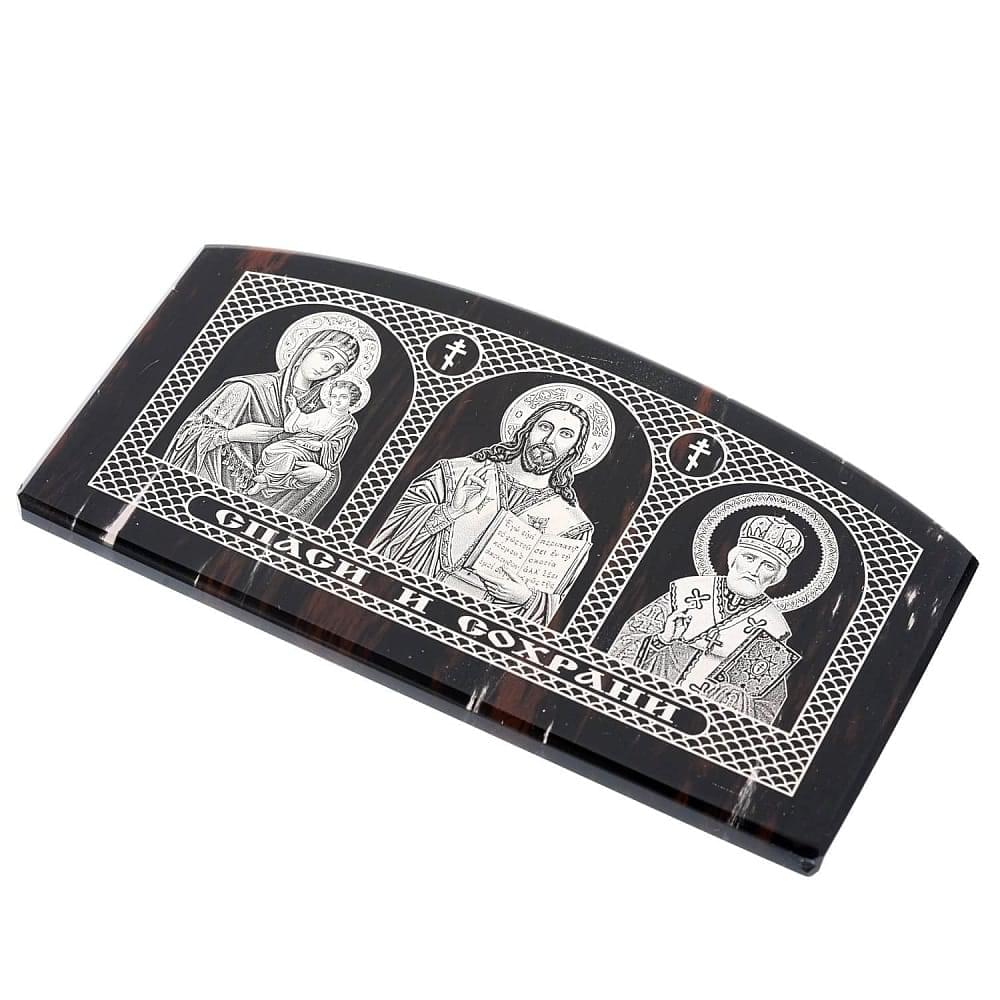 Икона автомобильная «Спаси и сохрани» из камня 7 х 12 см - интернет магазин Русь Велика я фото 7