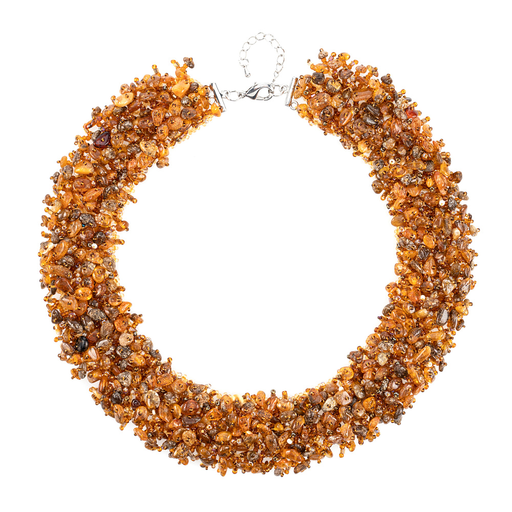 Колье из бисера и янтаря «Мех» - интернет магазин Русь Велика я 