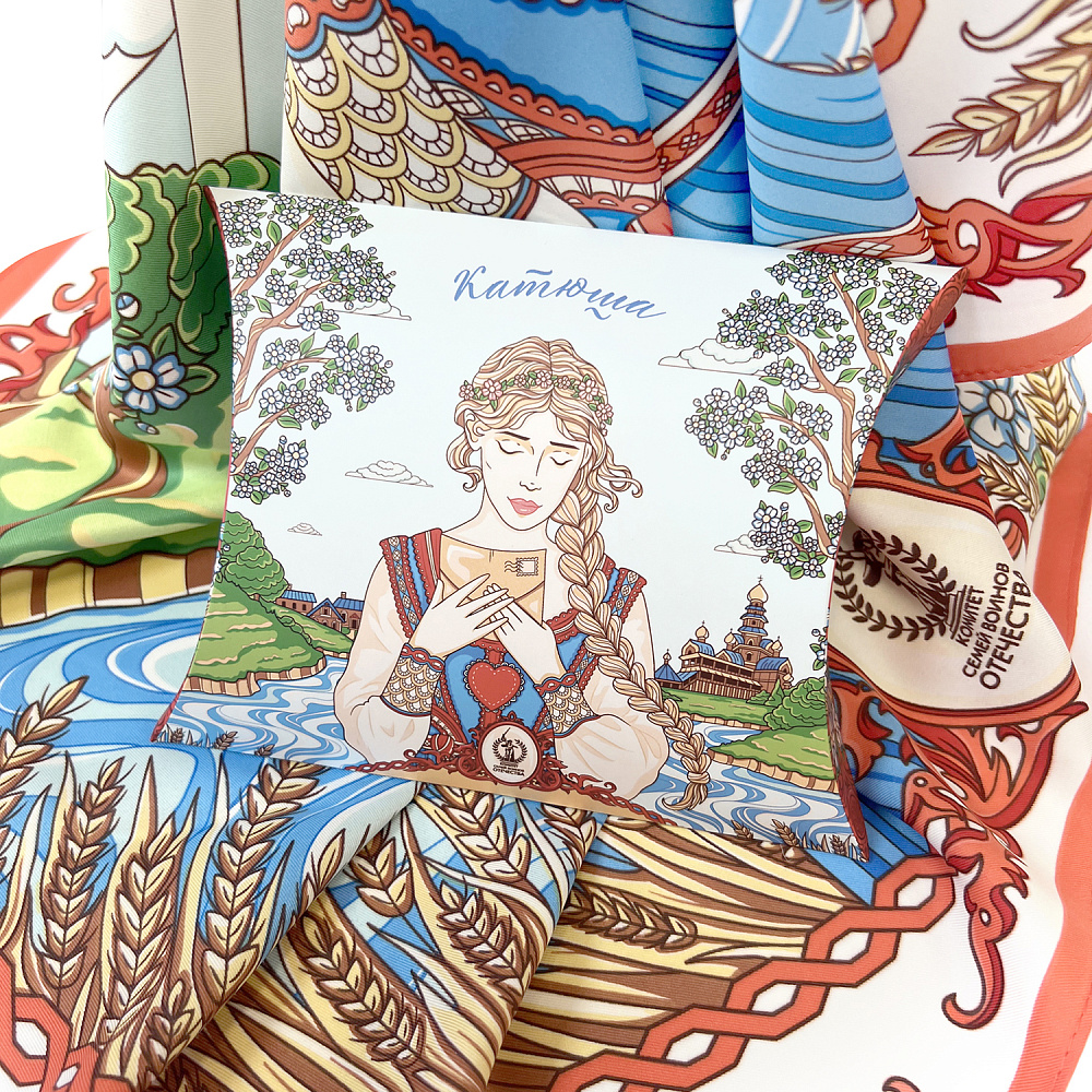 Платок шелковый «Катюша» 90х90 см - интернет магазин Русь Велика я фото 3