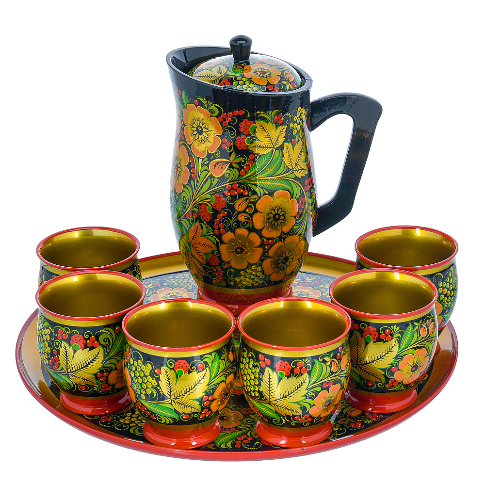 Питейный набор для кваса на 6 персон. Хохлома - интернет магазин Русь Велика я фото 1