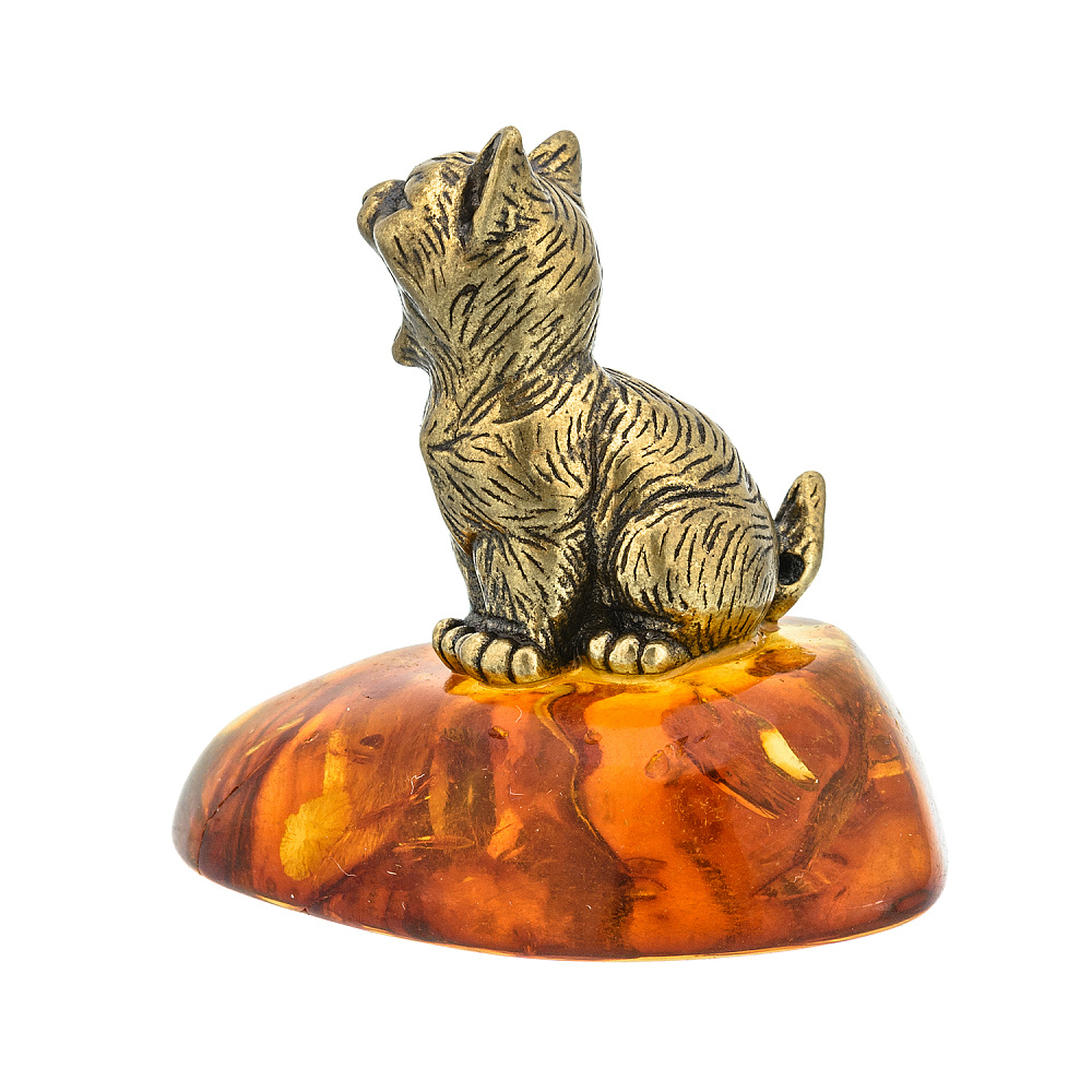 Статуэтка с янтарем «Голодный котенок» - интернет магазин Русь Велика я фото 3