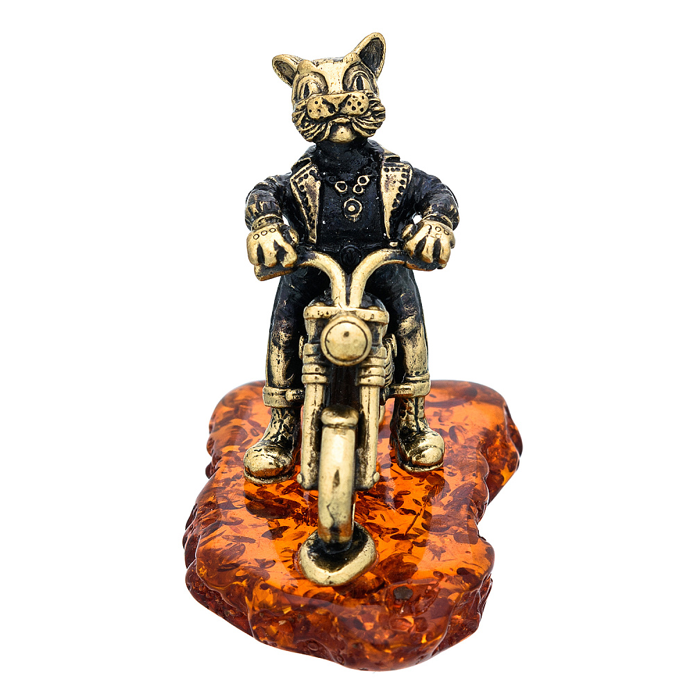 Статуэтка с янтарем «Кот байкер» - интернет магазин Русь Велика я фото 5