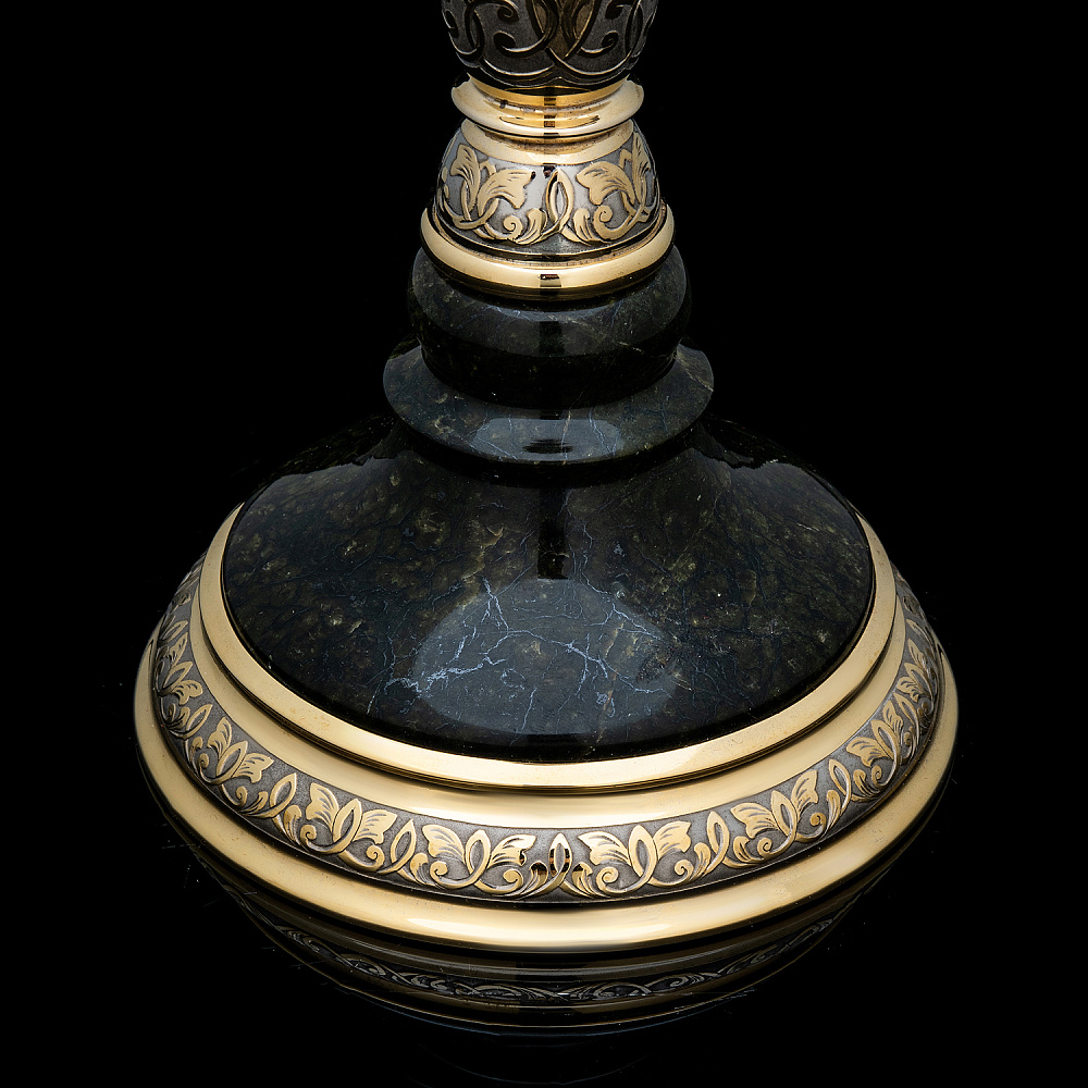 Подсвечник из камня с позолотой. Златоуст - интернет магазин Русь Велика я фото 1