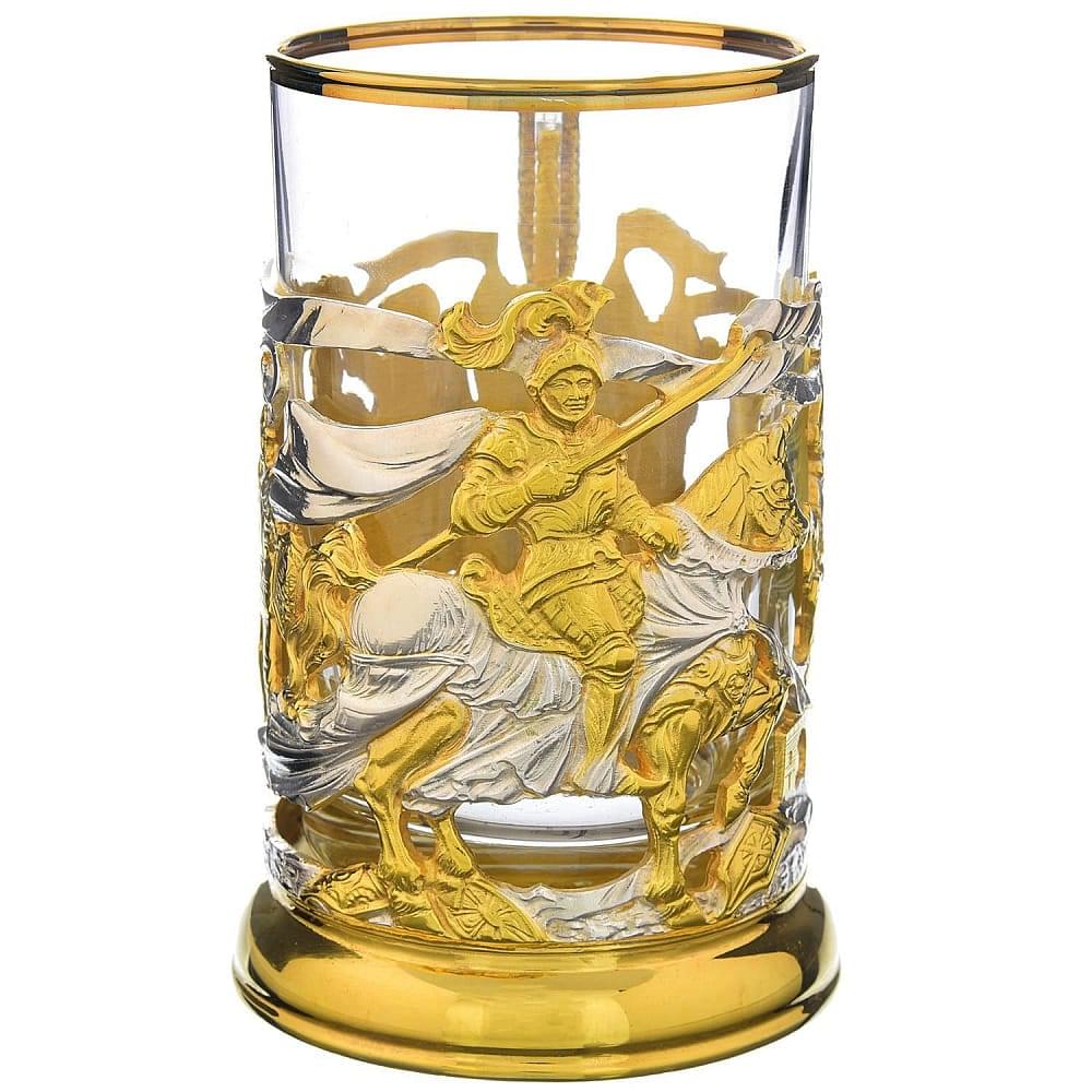 Подстаканник «Рыцари». Латунь. Позолота - интернет магазин Русь Велика я 