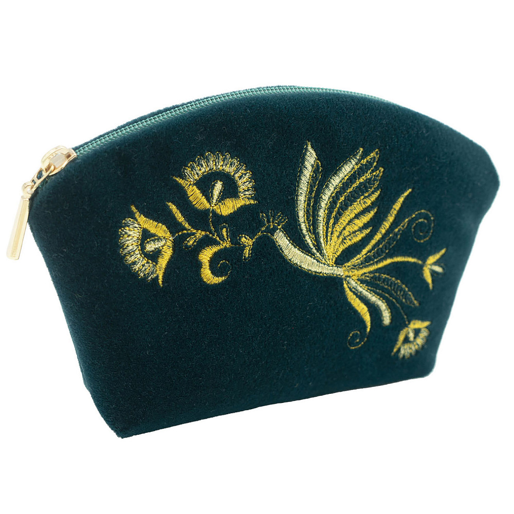 Косметичка «Птица». Цвет морской волны с вышивкой - интернет магазин Русь Велика я 