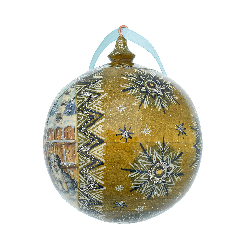 Новогодний елочный шар с росписью «Дед с балалайкой» - интернет магазин Русь Велика я фото 1