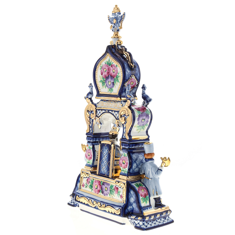 Часы настольные «Царский трон». Гжель в цвете и золоте - интернет магазин Русь Велика я фото 8