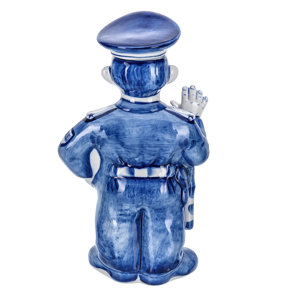 Штоф фарфоровый 1 л «Постовой». Гжель - интернет магазин Русь Велика я фото 2