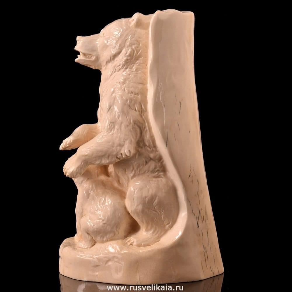 Скульптура из бивня мамонта «Медведица с медвежонком» - интернет магазин Русь Велика я фото 2