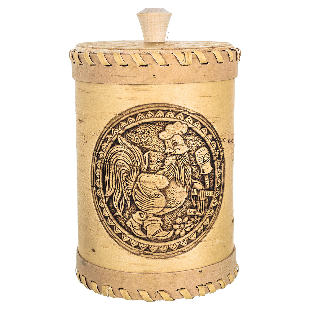 Туес из бересты «Петух» - интернет магазин Русь Велика я 