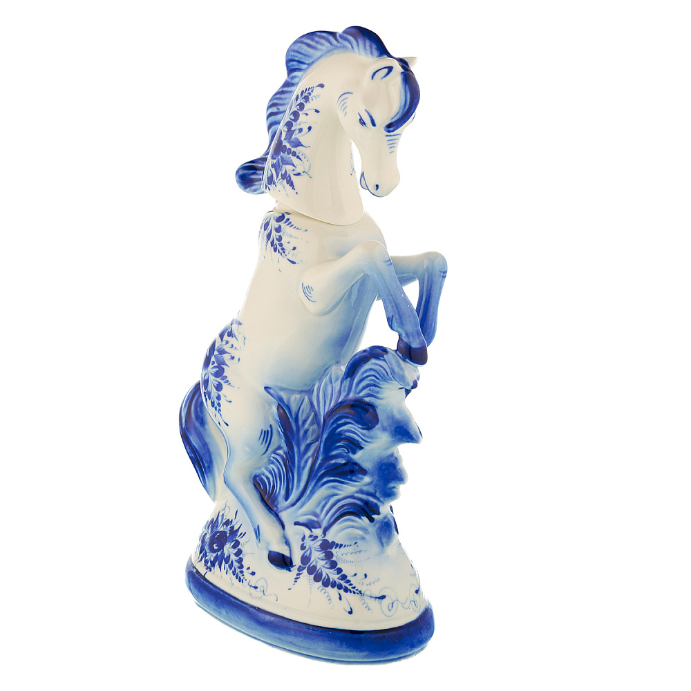 Лошадь Символ 2026 года. Штоф «Конь». Гжель - интернет магазин Русь Велика я фото 1