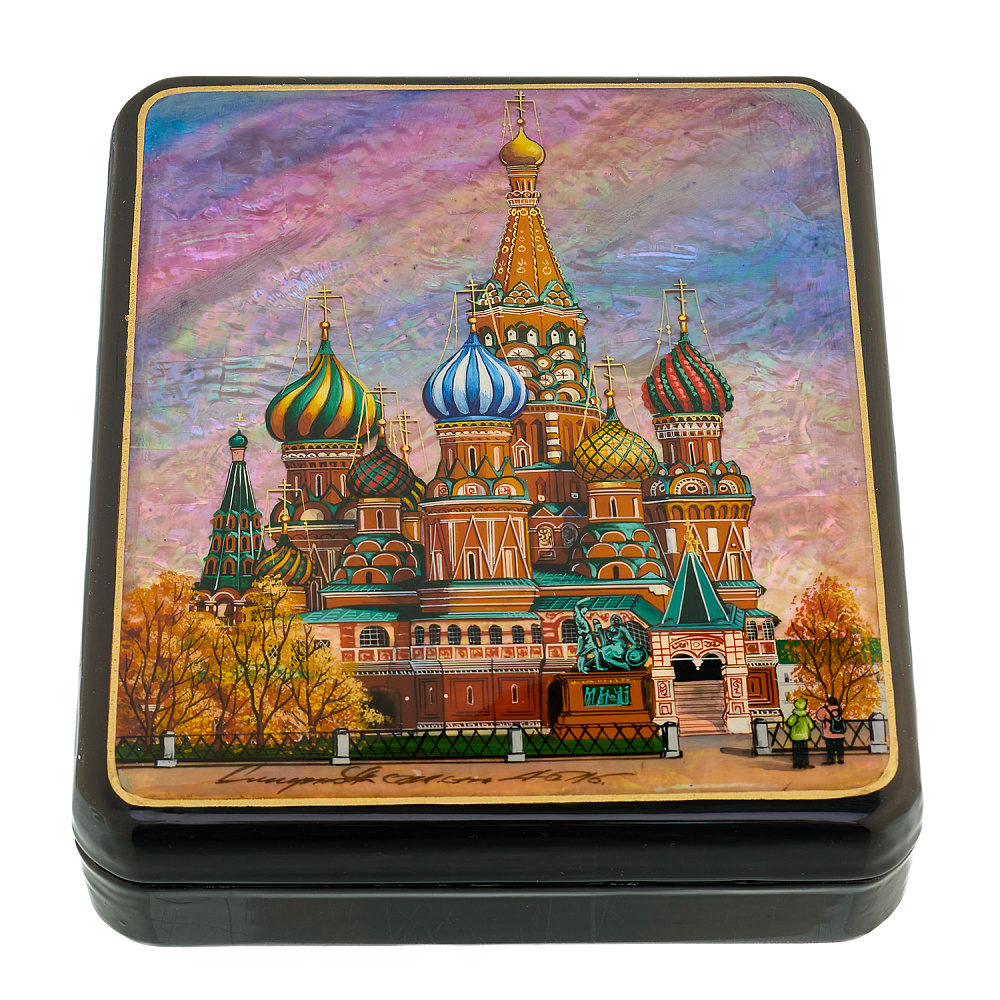 Шкатулка с художественной росписью «Москва. Осень» - интернет магазин Русь Велика я 
