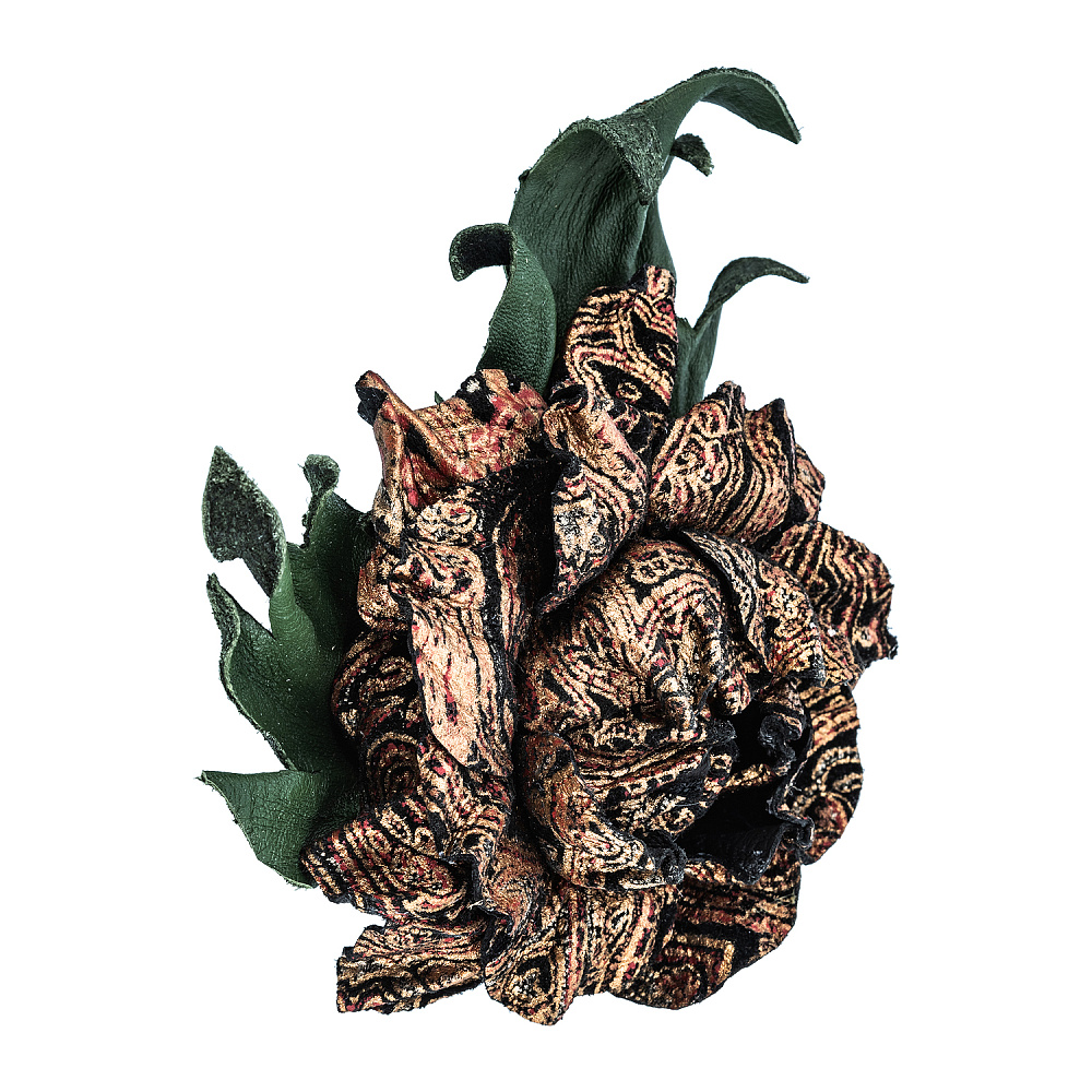 Брошь из натуральной кожи «Цветок» - интернет магазин Русь Велика я фото 1