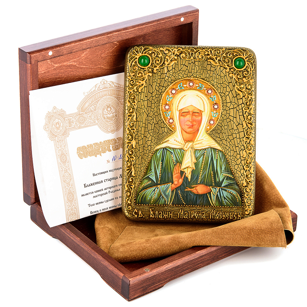 Икона из мореного дуба «Блаженная Матрона Московская» 15х20 см - интернет магазин Русь Велика я фото 1