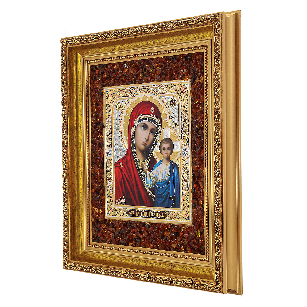 Настенная янтарная икона «Божья Матерь Казанская» 27х31,5 см - интернет магазин Русь Велика я фото 1