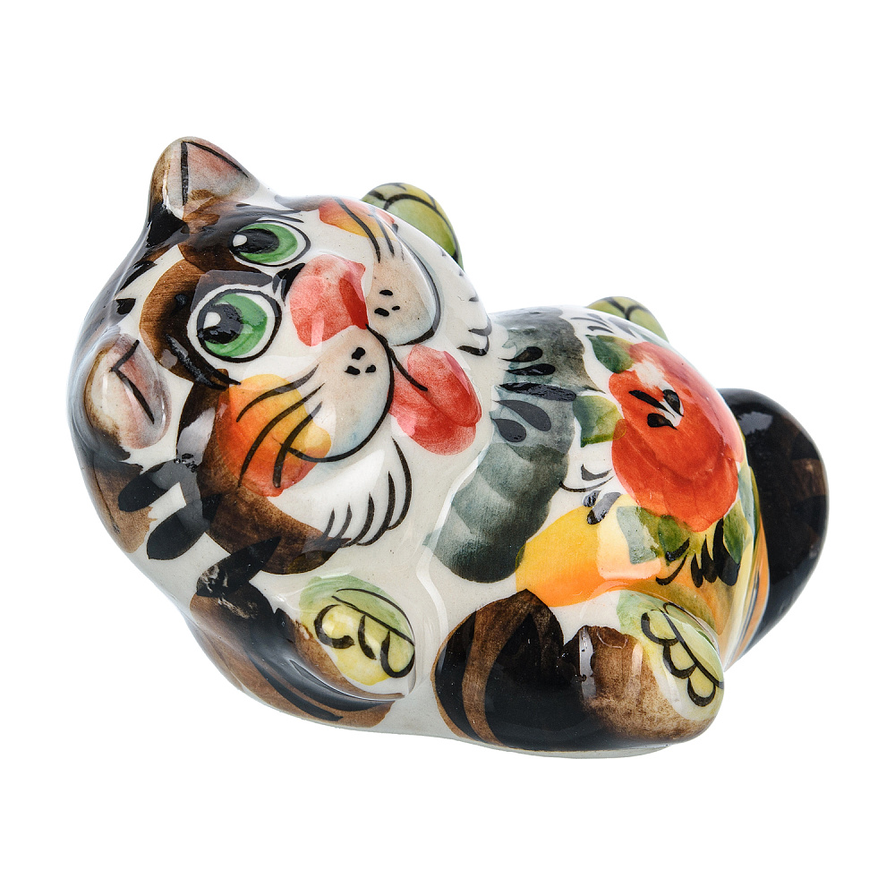 Статуэтка «Кот». Гжель в цвете - интернет магазин Русь Велика я фото 1
