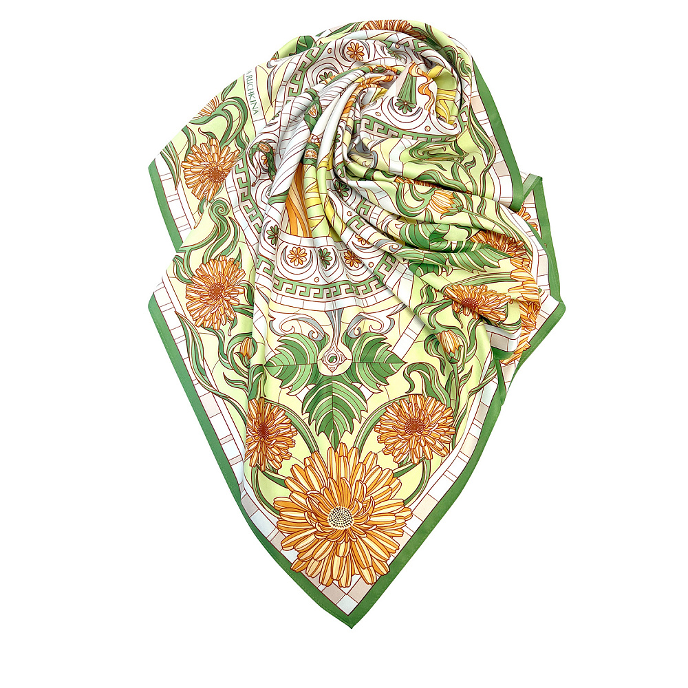 Платок шелковый «Богиня Гигея» 90х90 см - интернет магазин Русь Велика я фото 1