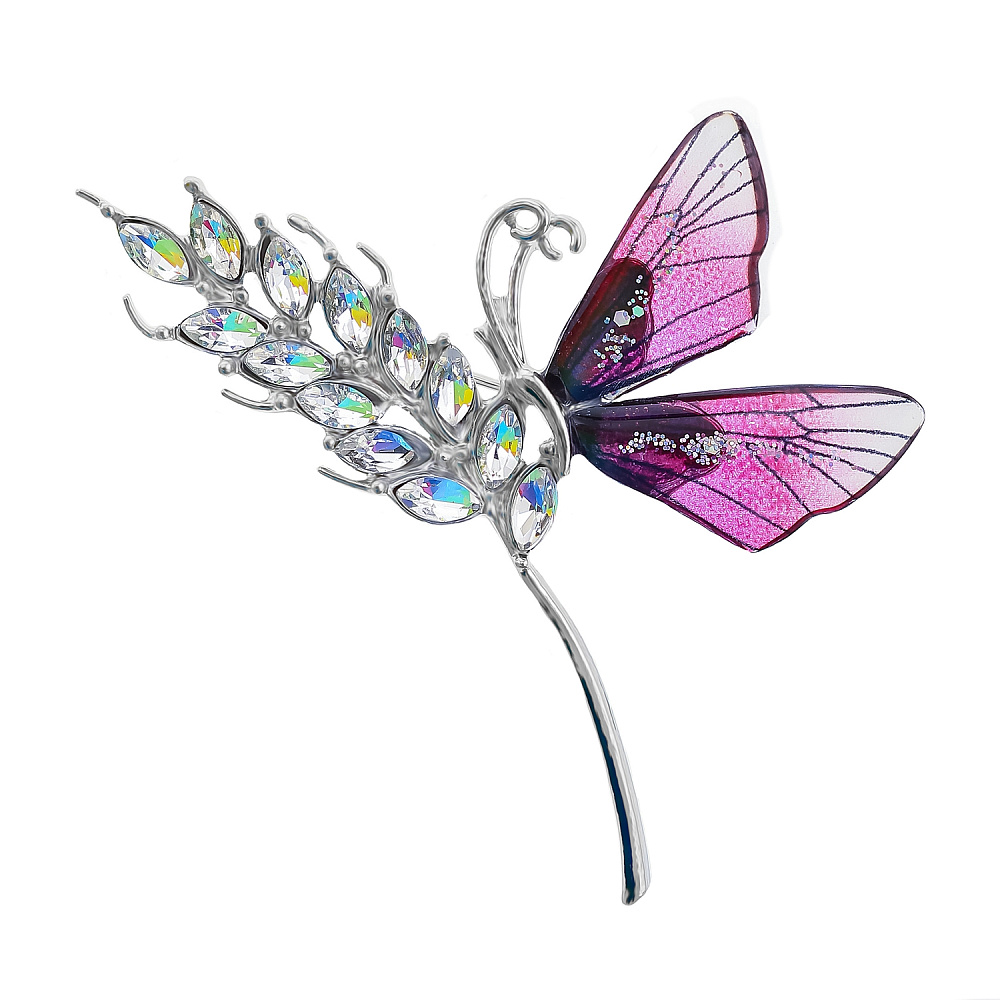 Брошь со стразами «Бабочка на колоске» - интернет магазин Русь Велика я 