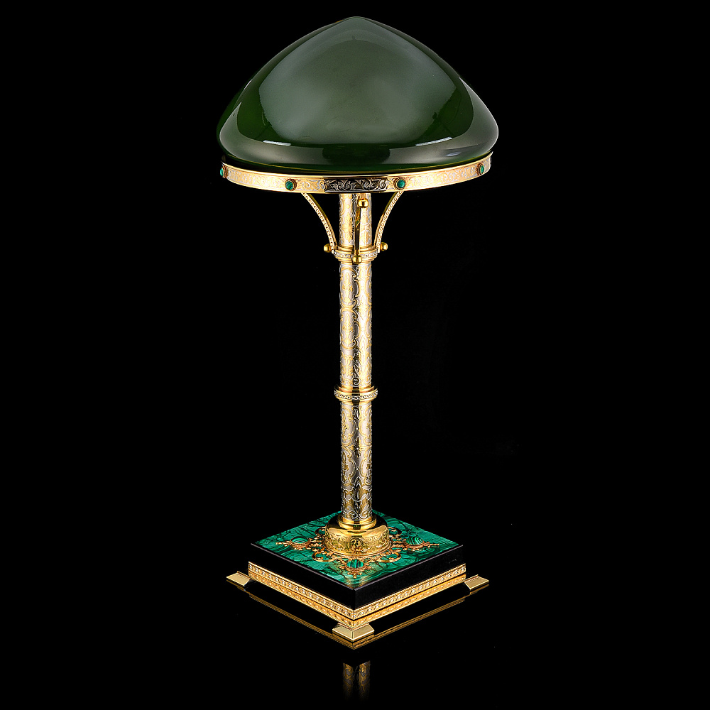 Лампа настольная кабинетная на малахитовой подставке. Златоуст - интернет магазин Русь Велика я фото 2