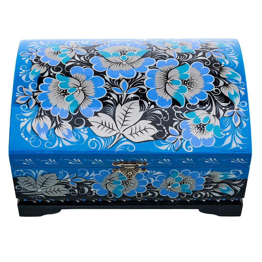 Шкатулка-сундучок «Цветы». Хохлома - интернет магазин Русь Велика я 