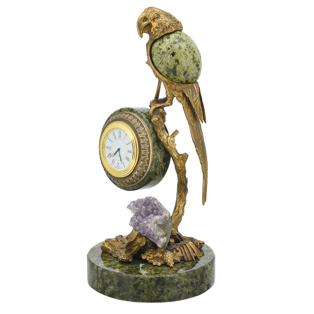 Часы настольные из камня «Попугай» - интернет магазин Русь Велика я фото 1
