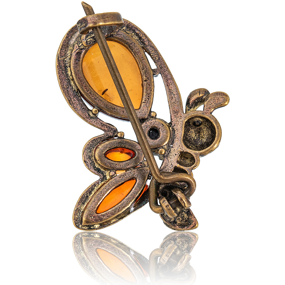Брошь с янтарной вставкой «Пчелка Майя» - интернет магазин Русь Велика я фото 1