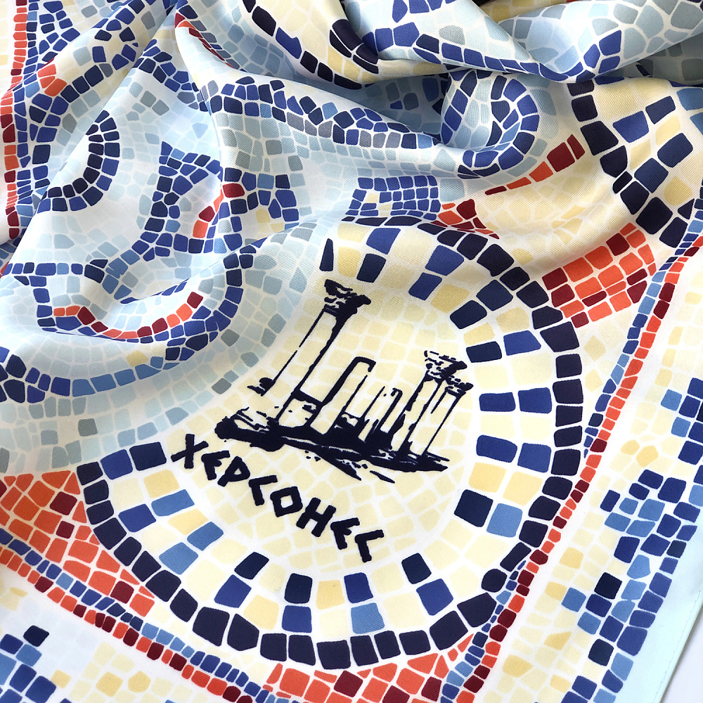 Платок шелковый «Грезы о Византии» 90х90 см - интернет магазин Русь Велика я фото 3