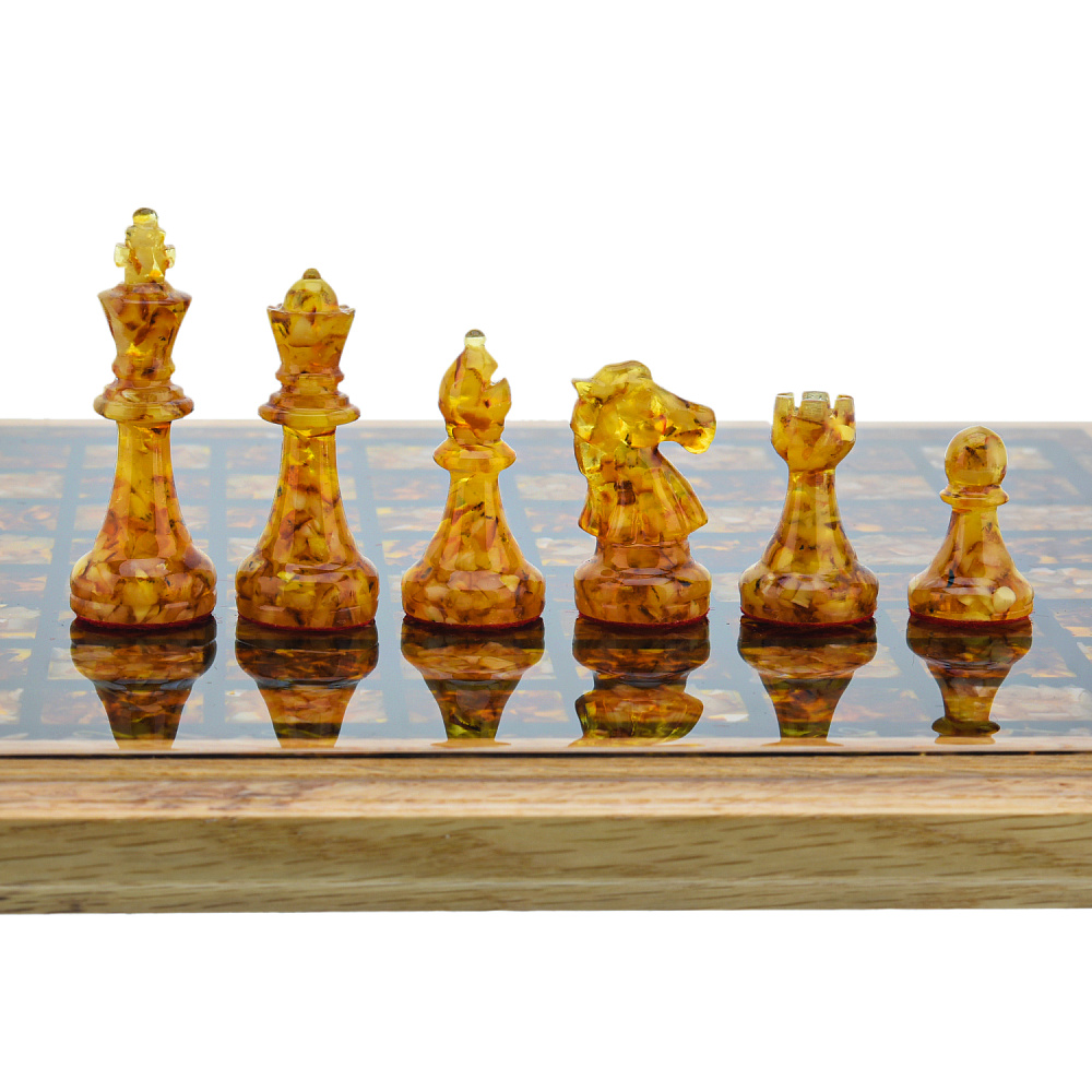 Шахматы с янтарными фигурами 28х28 см - интернет магазин Русь Велика я фото 2