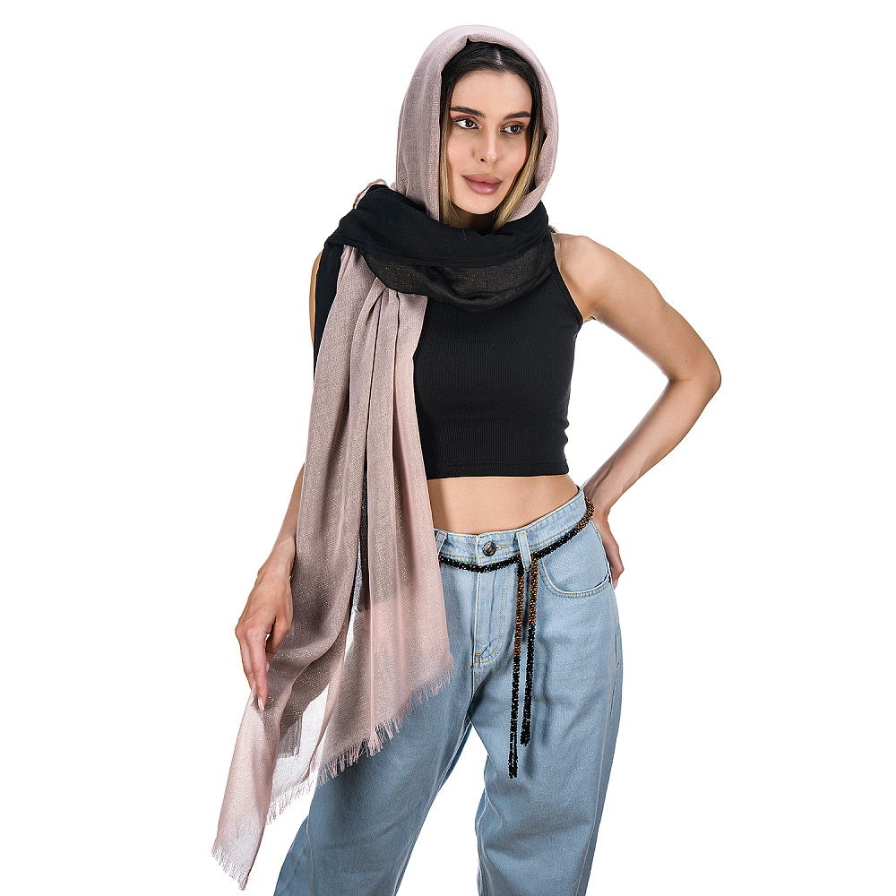 Набор парных палантинов с бусами-жгутом «Дуэт». Черно-розовый - интернет магазин Русь Велика я фото 2