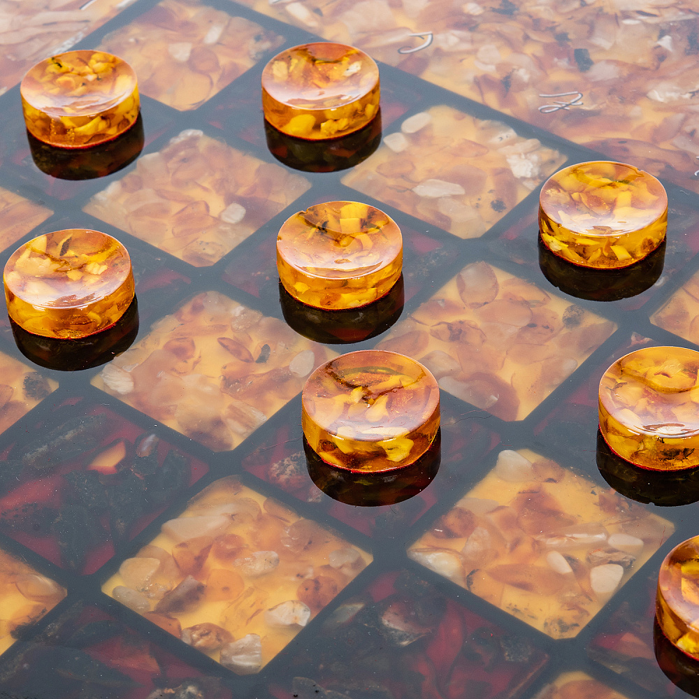 Шахматный стол с янтарными фигурами 80х80 см - интернет магазин Русь Велика я фото 12