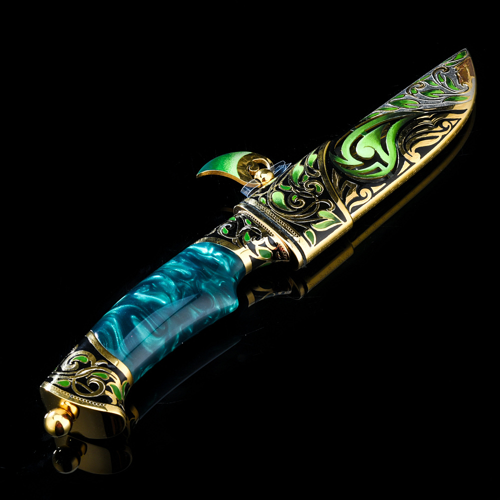 Нож сувенирный с золочением и эмалью. Златоуст - интернет магазин Русь Велика я фото 1