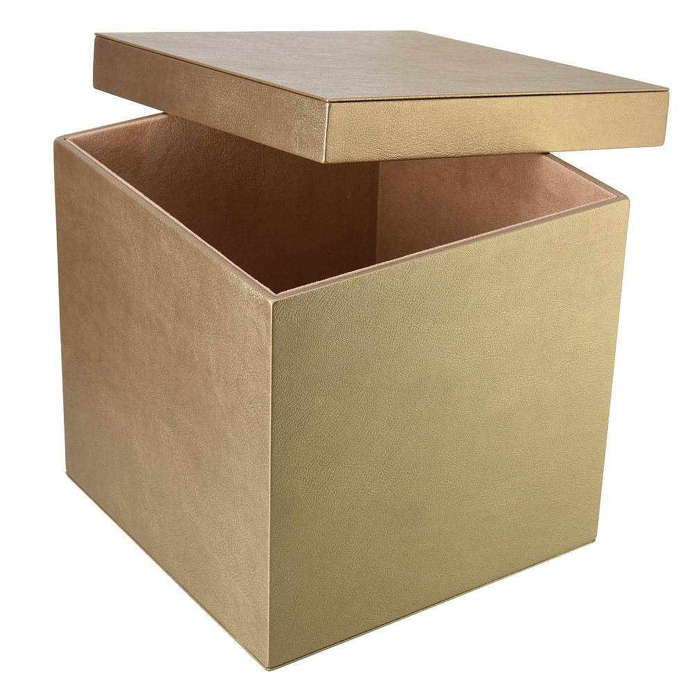 Подарочная упаковка из экокожи бронзово-перламутровая 24х24х24 см - интернет магазин Русь Велика я фото 1