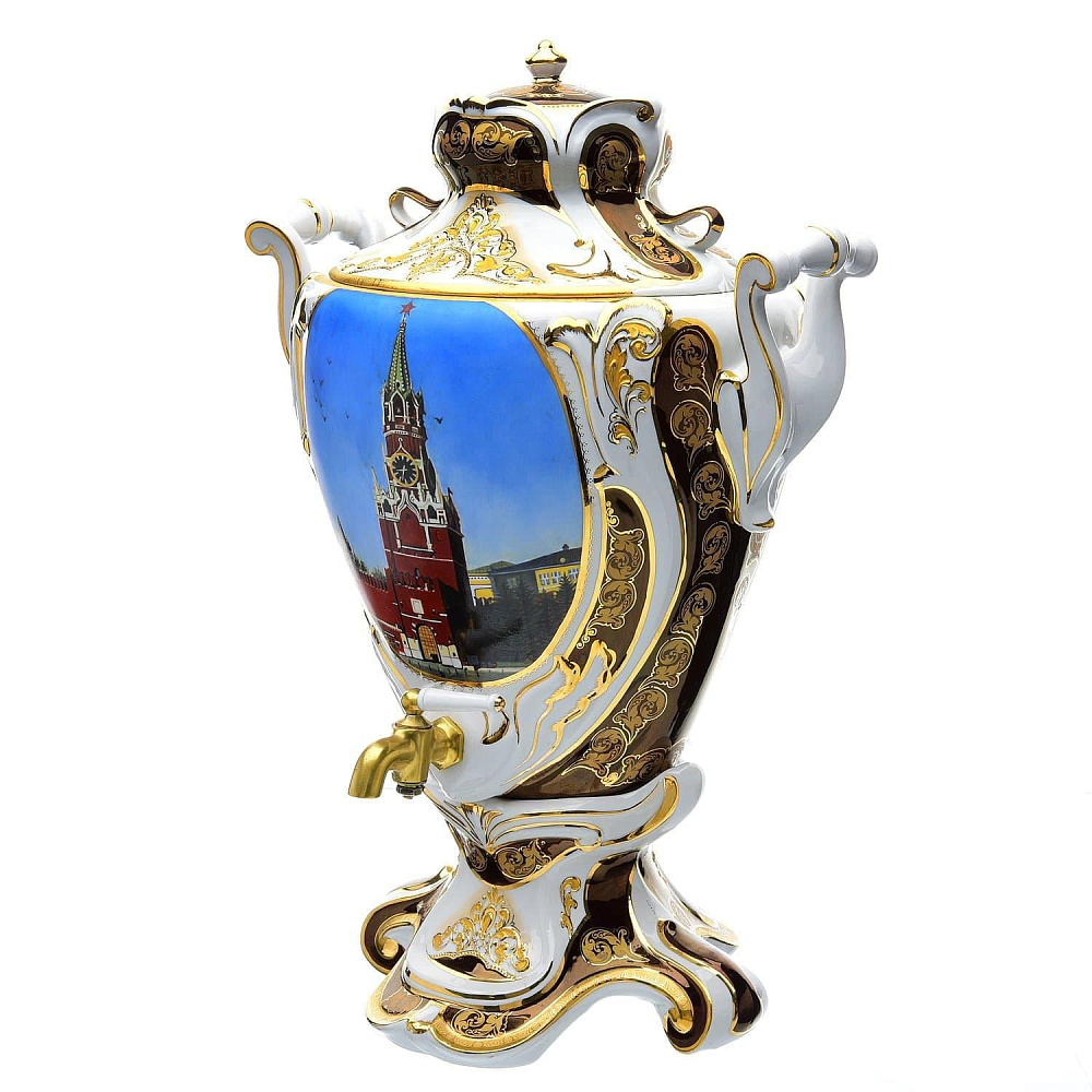 Самовар электрический «Спасская башня». Фарфор. 5 л. с чашками, чайником и сахарницей - интернет магазин Русь Велика я фото 6