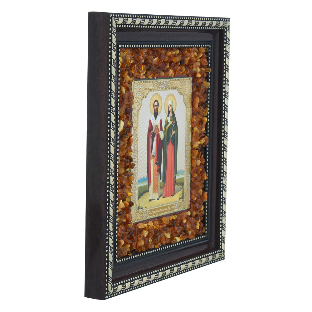 Икона янтарная «Киприан и Иустина» 22х19 см - интернет магазин Русь Велика я фото 4