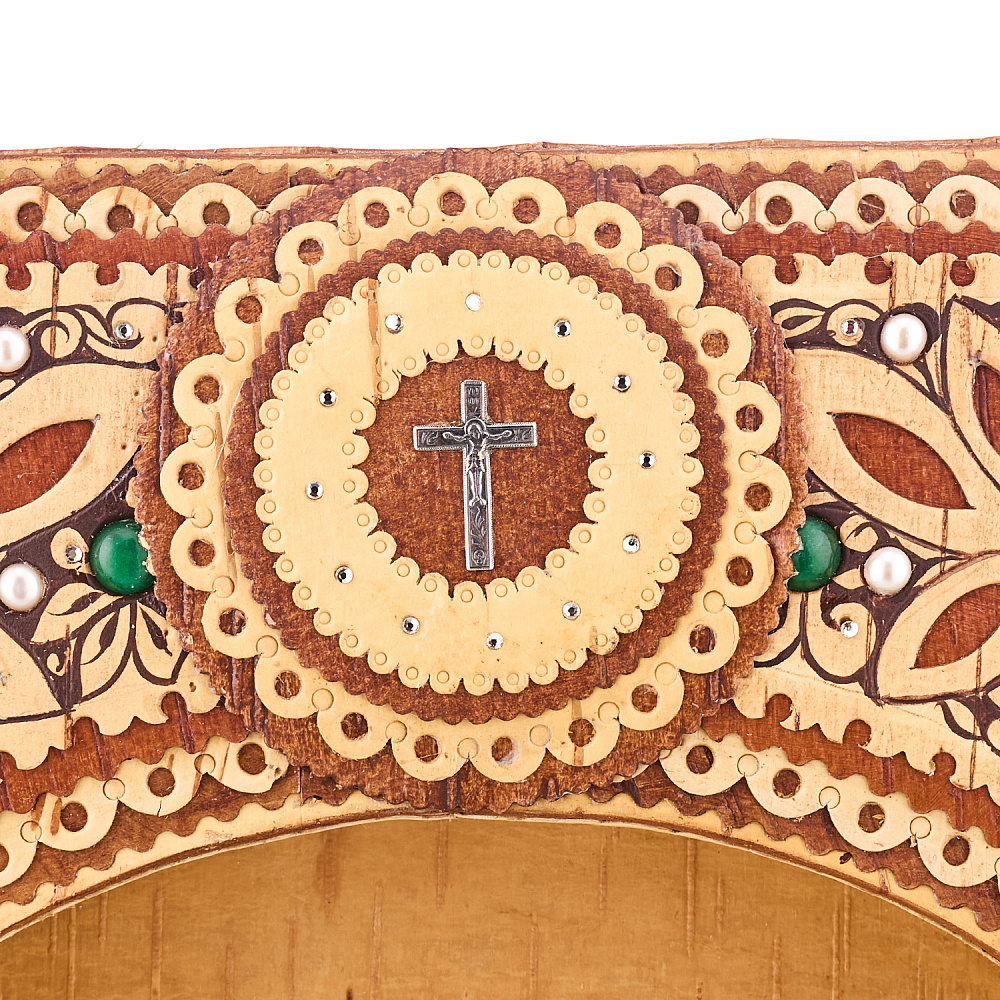 Икона из бересты «Спас Эммануил» 46,5х36,5 см - интернет магазин Русь Велика я фото 2