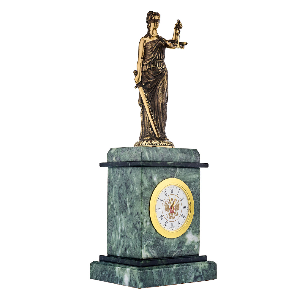 Часы настольные из камня и бронзы «Правосудие. Фемида» - интернет магазин Русь Велика я 